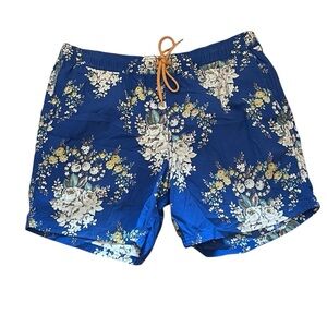 J Crew Men's Blue Floral Dock Shorts, Size Large